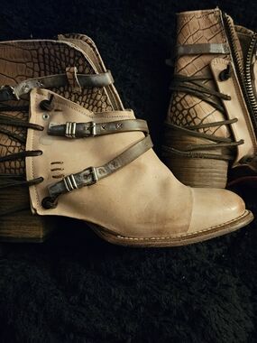 Freebird by Steven Tan Leather Buckle & Lace Ankle Boots
